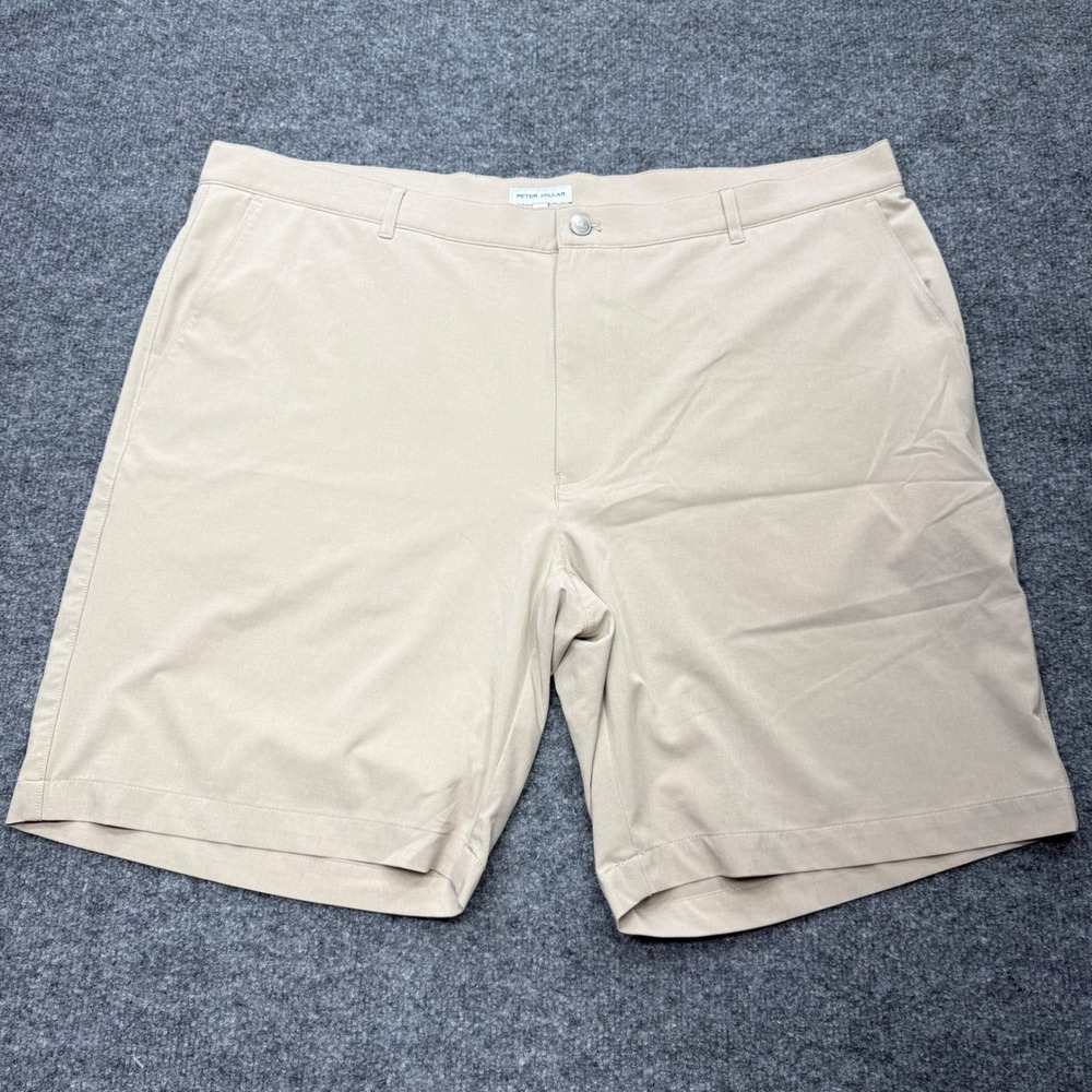 Peter Millar Shackleford Performance Shorts Mens 42 Khaki Tan 4-Way Stretch Golf